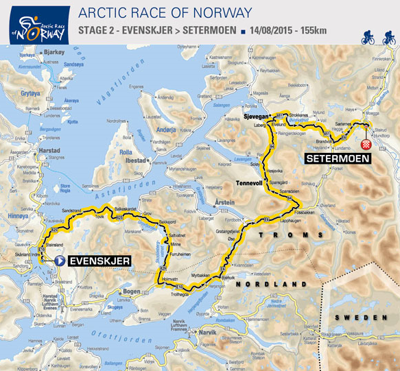 2. etappe Arctic Race of Norway 2015. Illustrasjon: www.letour.com