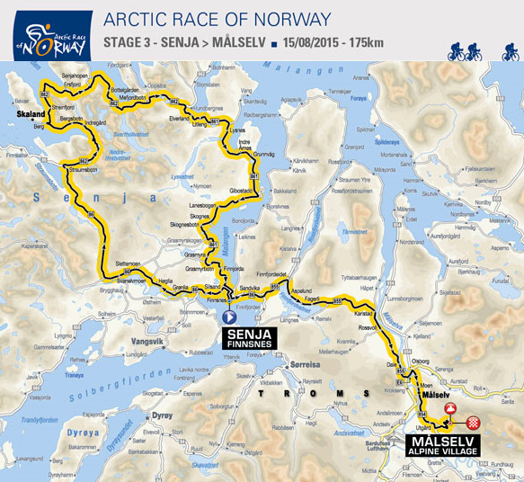 3. etappe Arctic Race of Norway 2015. Illustrasjon: www.letour.com